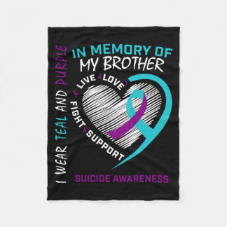 Heart In Memory Of Brother Awareness Prevention Fleece Blanket