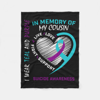 Heart In Memory Of Cousin Awareness Prevention Fleece Blanket
