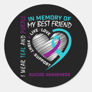 Heart In Memory Of Friend Awareness Prevention Classic Round Sticker