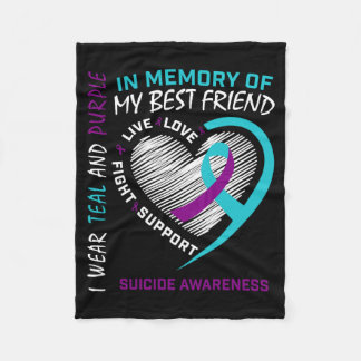 Heart In Memory Of Friend Awareness Prevention Fleece Blanket