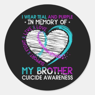 Heart In Memory Of My Brother Suicide Awareness Pr Classic Round Sticker