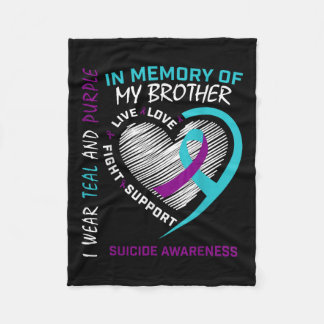 Heart In Memory Of My Brother Suicide Awareness Pr Fleece Blanket