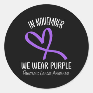 Heart In November We Wear Purple Pancreatic Cancer Classic Round Sticker