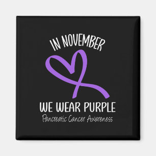 Heart In November We Wear Purple Pancreatic Cancer Magnet