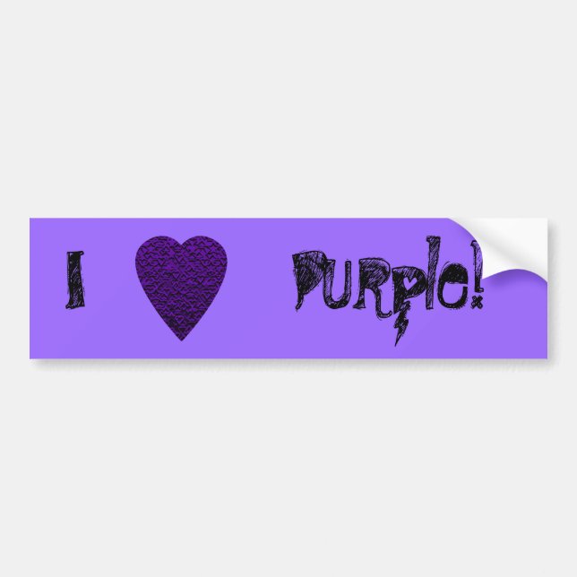 Heart in Purple Colours. Patterned Heart Design. Bumper Sticker (Front)