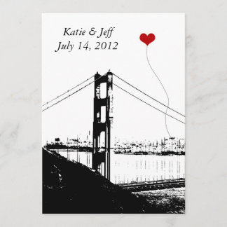 Heart in San Francisco Golden Gate Bridge Invitation