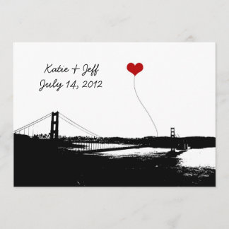 Heart in San Francisco Golden Gate Bridge Invitation