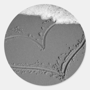Heart in Sand Classic Round Sticker