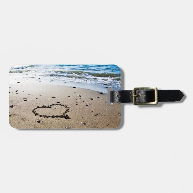 Heart in sand luggage tag (Front Horizontal)