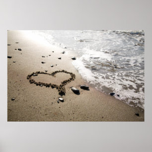 Heart in sand poster/canvas poster