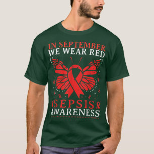 Heart In September We Wear Red Sepsis Awareness Ri T-Shirt