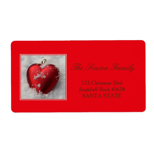 Heart in Snow Holiday Address Label (Front)