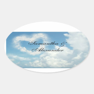 Heart in the Clouds, Blue Sky Romantic Love Oval Sticker