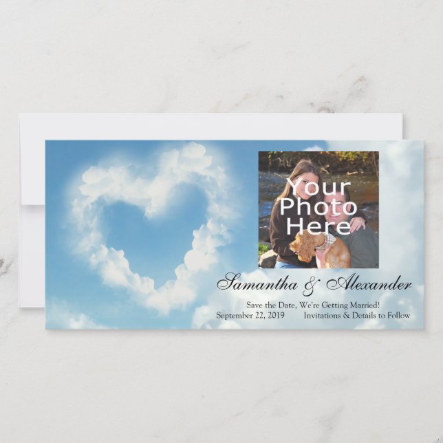 Heart in the Clouds, Blue Sky Romantic Love Save The Date (Front)