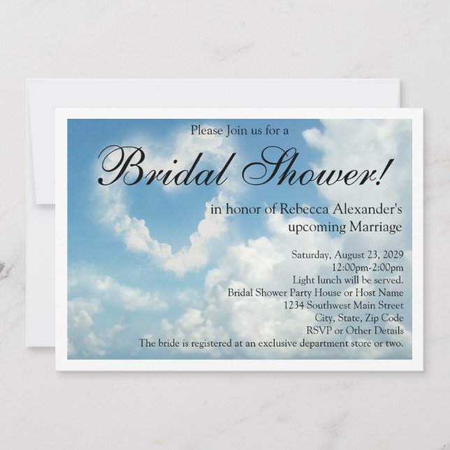 Heart in the Clouds, Bridal Shower Invitations (Front)