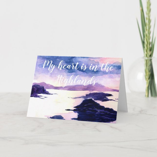 Heart in the Highlands Watercolour Greetings Card (Front)
