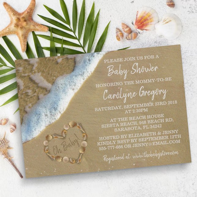 Heart In The Sand Beach Baby Shower Invitations (Creator Uploaded)