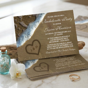 Heart In The Sand Beach Bachelorette Party Invitation
