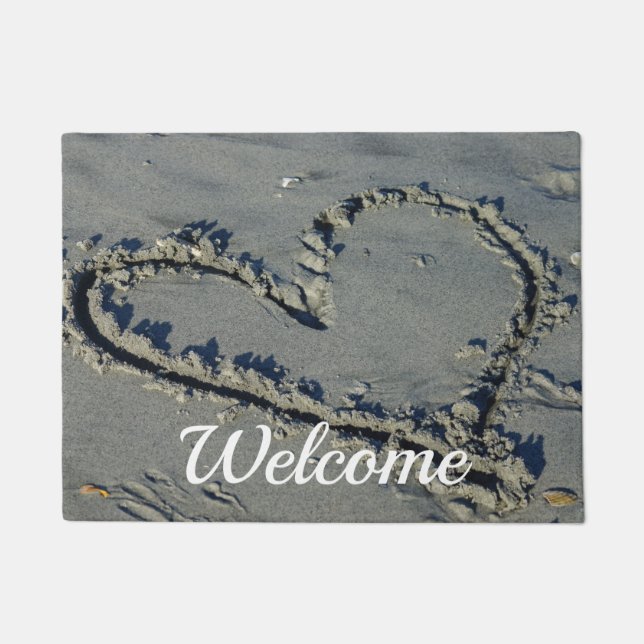 Heart In The Sand Welcome Doormat (Front)
