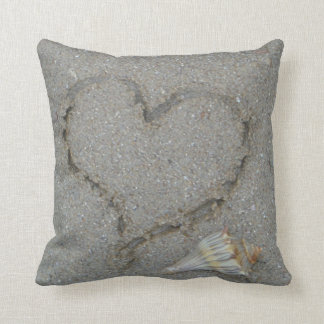 heart in the sand with shell cushion