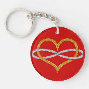 Heart Infinity Gold Silver Key Ring