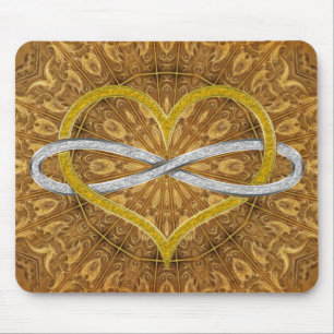 Heart Infinity Gold Silver Mouse Pad