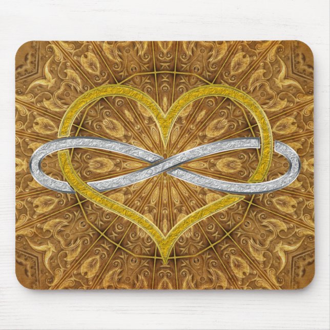 Heart Infinity Gold Silver Mouse Pad (Front)