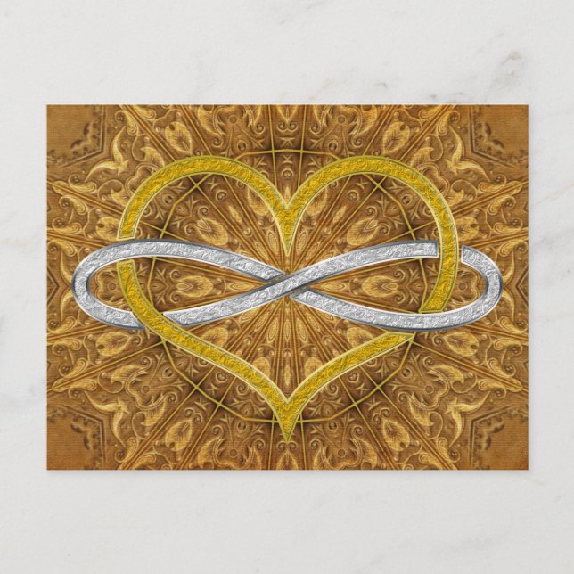Heart Infinity Gold Silver Postcard (Front)