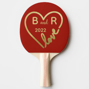 Heart Initials Love Red Valentine’s Day Ping Pong Paddle