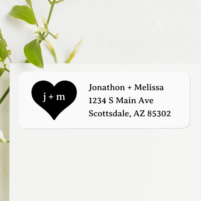 Heart Initials Wedding Invitation Return Address (Creator Uploaded)