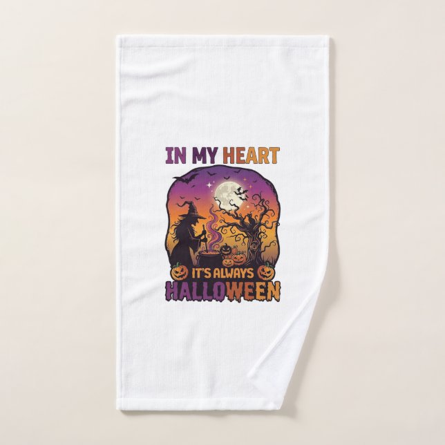 Heart Its Always Halloween Witch Cauldron Tree Moo Hand Towel (Hand Towel)