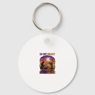 Heart Its Always Halloween Witch Cauldron Tree Moo Key Ring