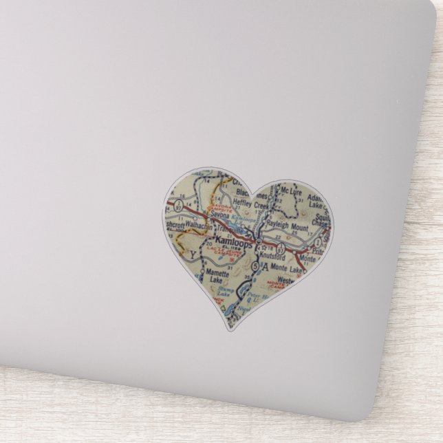 Heart Kamloops Vintage Map (Detail)