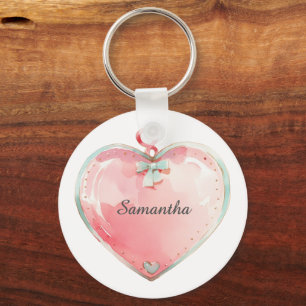 Heart key Chain, Any Name, Girl, Boy Kid Ring