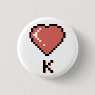 Heart King black outline 3 Cm Round Badge