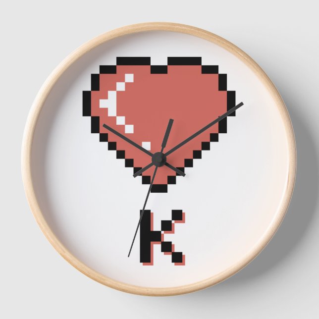 Heart King black outline Clock (Front)
