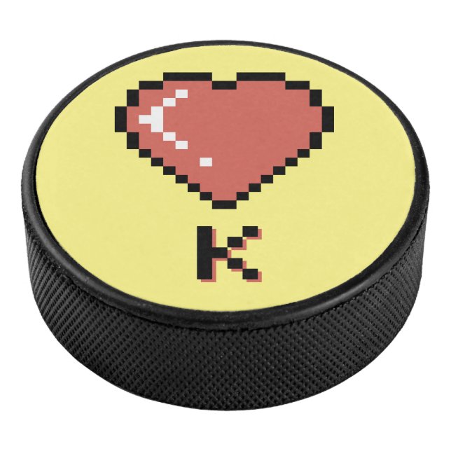Heart King black outline Hockey Puck (3/4)