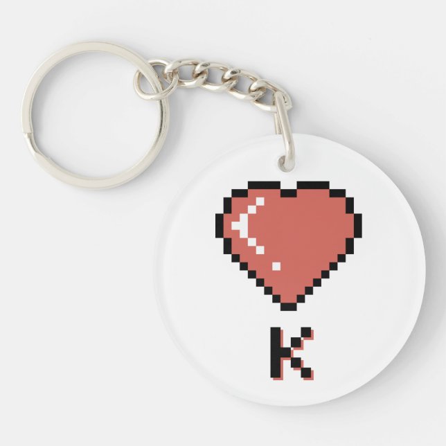 Heart King black outline Key Ring (Front)