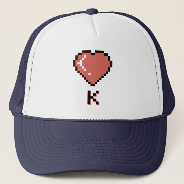 Heart King black outline Trucker Hat (Front)