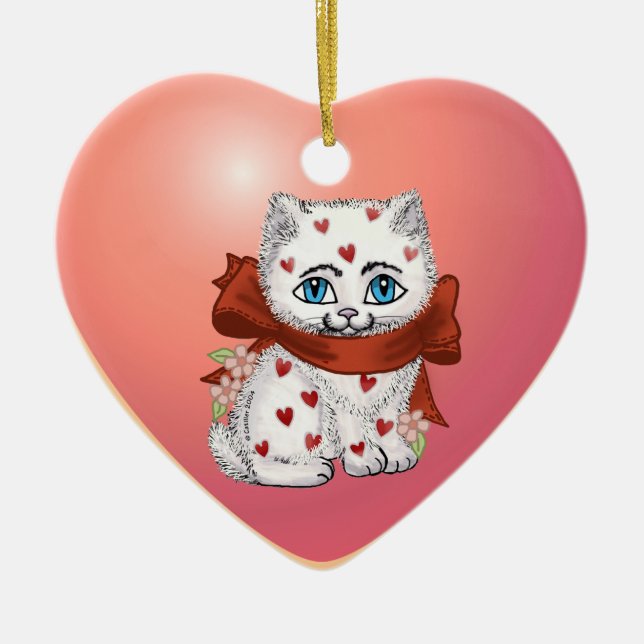 Heart Kitten custom ornaments (Front)
