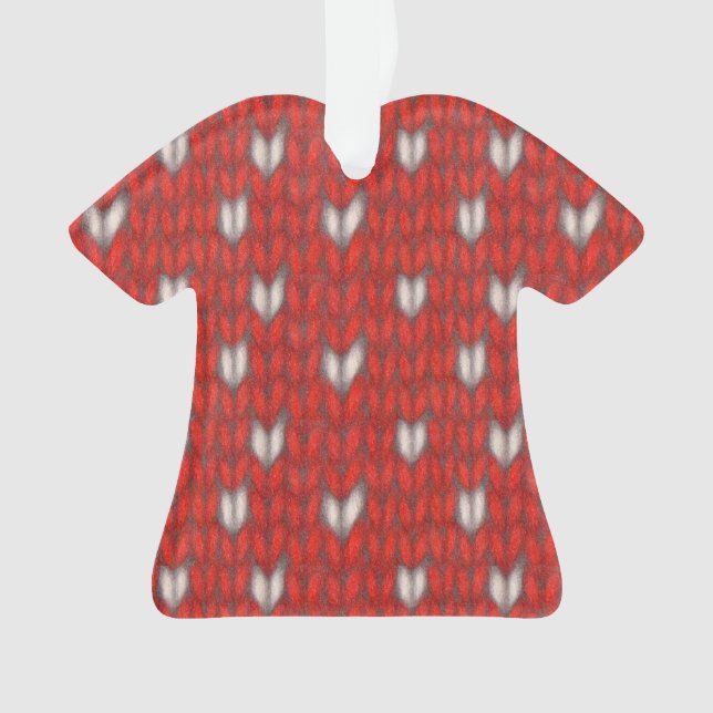 HEART KNIT Acrylic Shirt Ornament (Front)