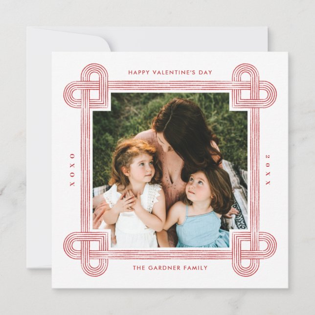 Heart Knot Frame Valentine's Day Card - Crimson (Front)