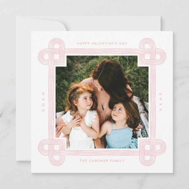 Heart Knot Frame Valentine's Day Card - Pink (Front)