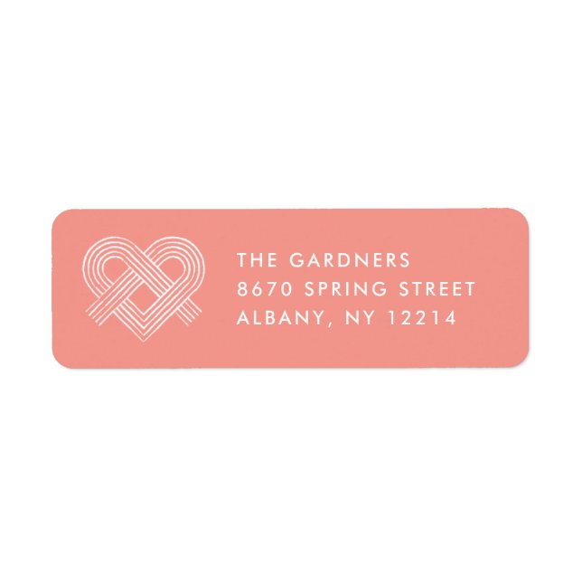 Heart Knot Valentine's Day Mailing Label - Peach (Front)