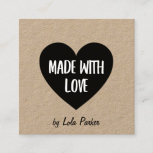 Heart & Kraft Paper Made With Love Square Business Card