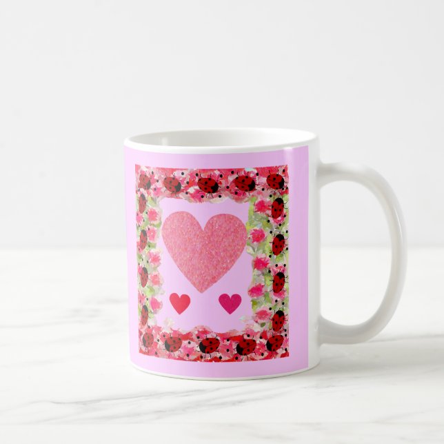 Heart Ladybugs Coffee Mug (Right)