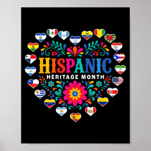 Heart Latino Countries Flag National Hispanic Poster