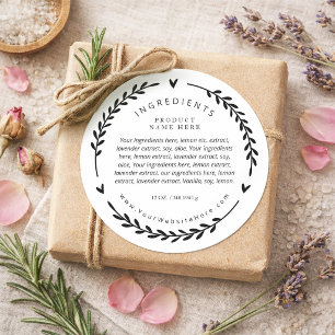Heart Laurel Wreath Ingredients Label Stickers