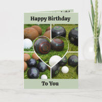 Heart Lawn Bowls Photo Collage, Birthday Card