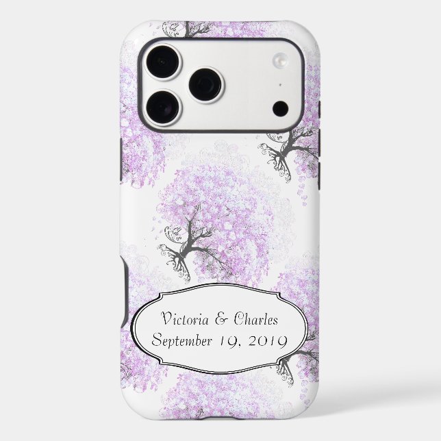 Heart Leaf Lavender Tree Vintage Bird Wedding (Back)